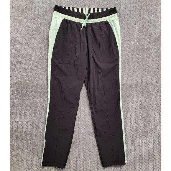 Lululemon Run Bandit Track Pant Black / Mini Hyper Stripe Fresh Teal Size 8 - Picture 1 of 13